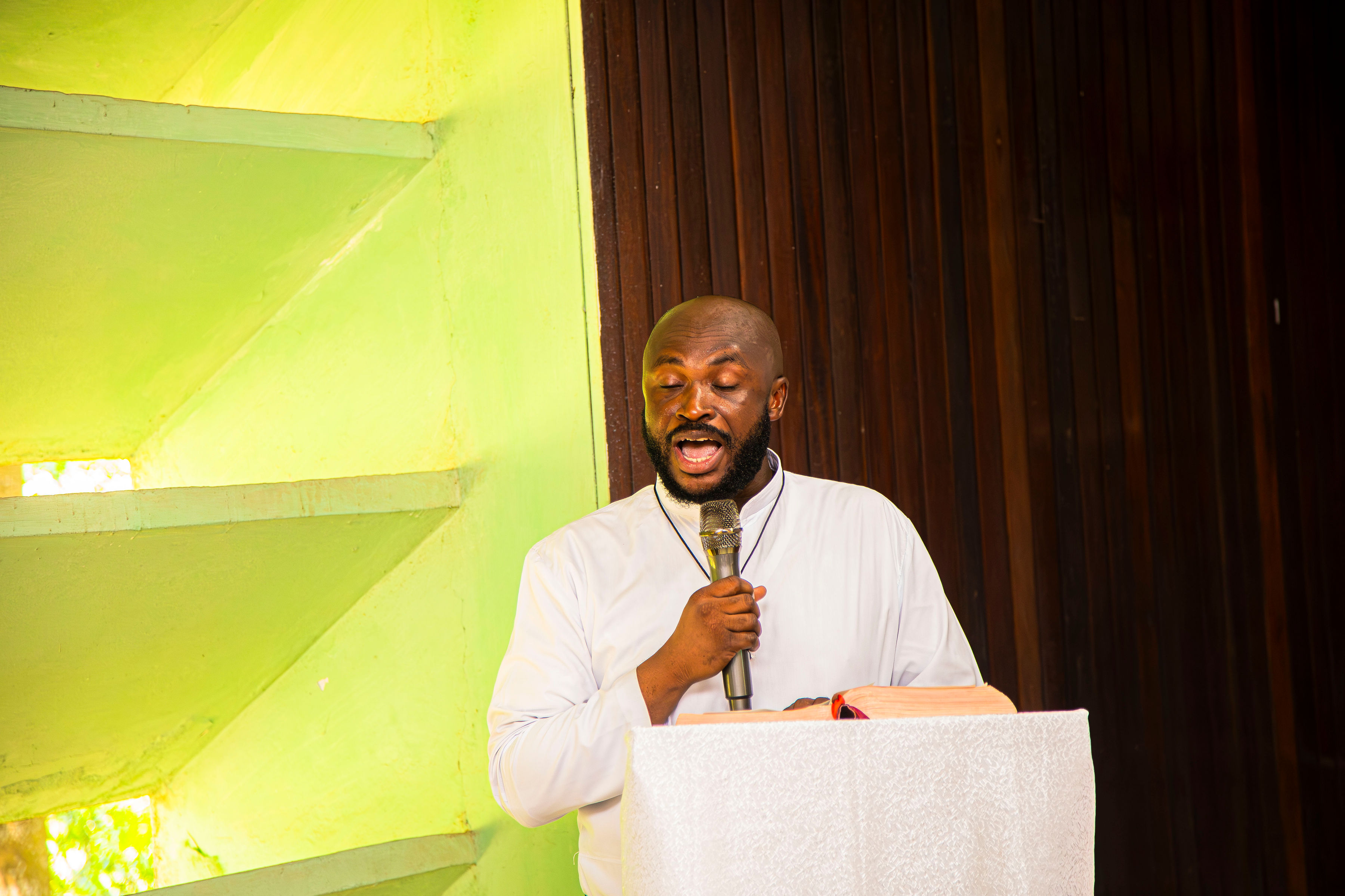 Reading at the lectern