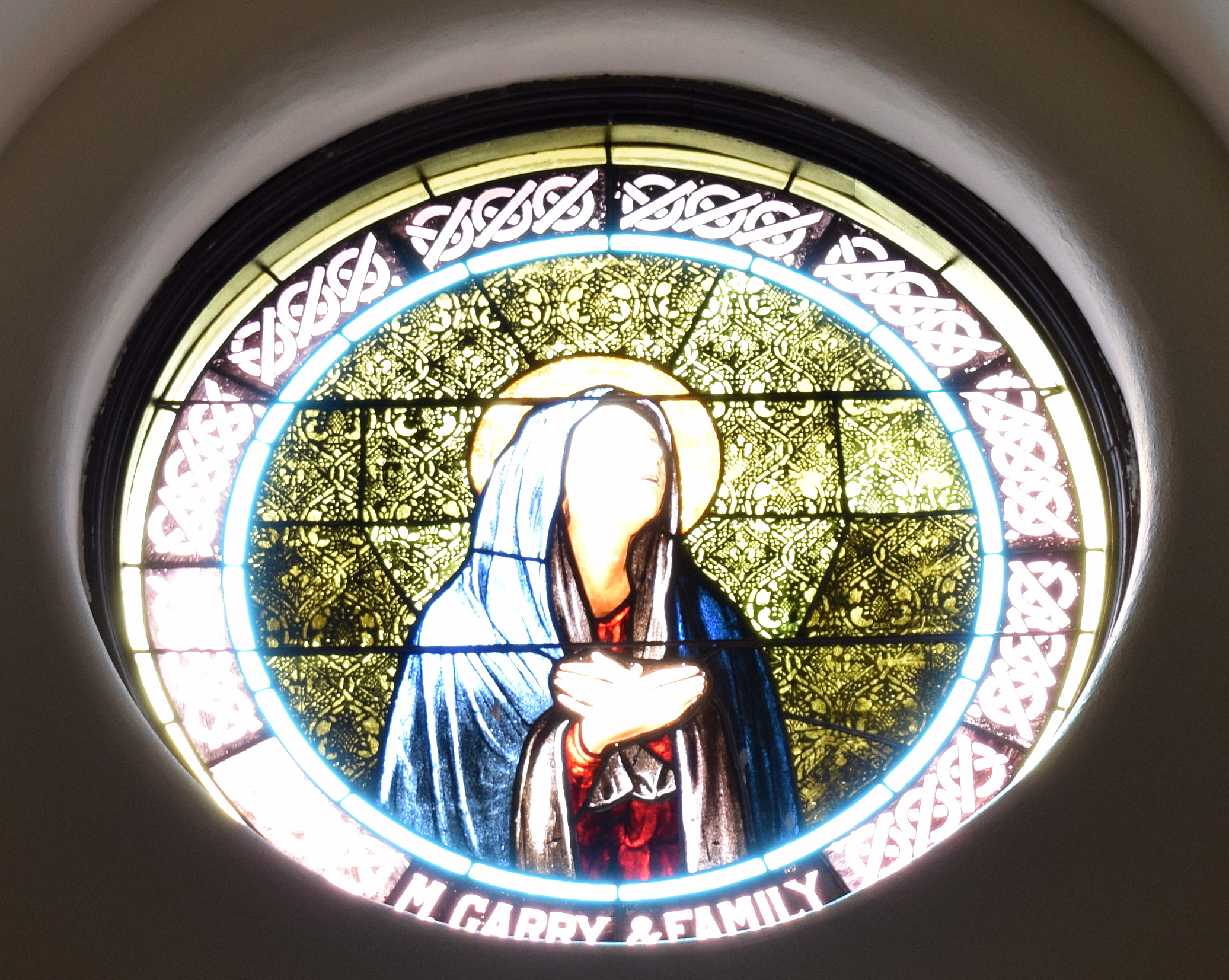 Stained glass window of Our Lady of Sorrows